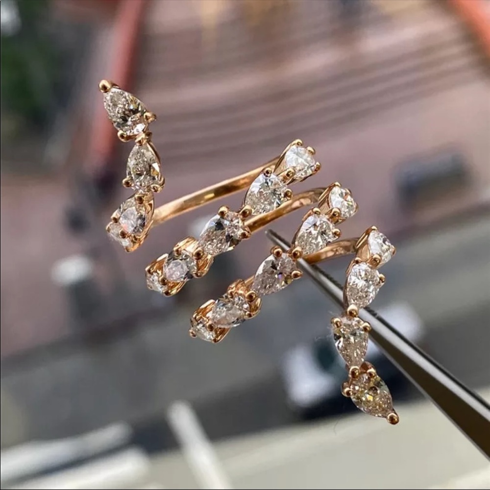 *NEW* 18K Rose Gold Party Diamond Adjustable Ring - Picture 3 of 6